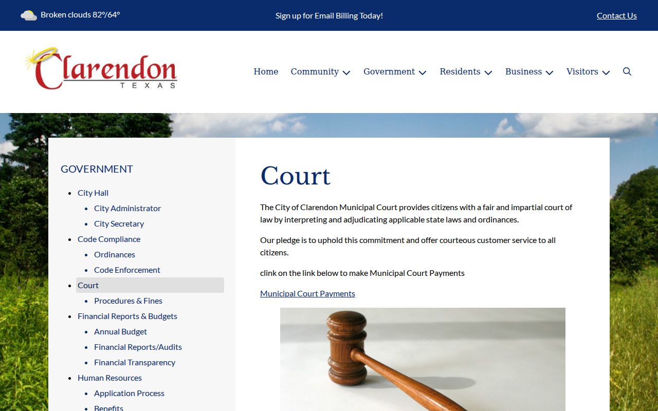 Donley County municipal warrant context, Clarendon Municipal Court page