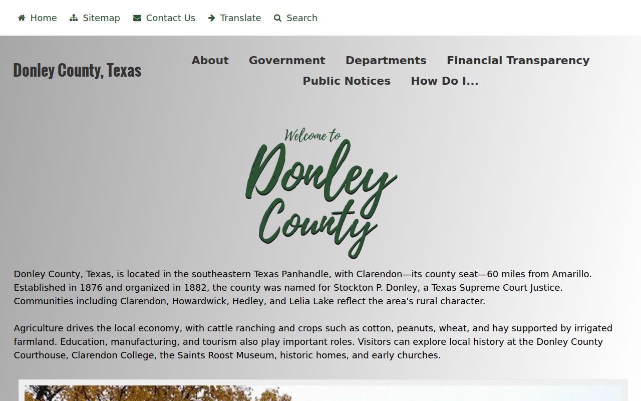Donley County warrant records context, official county homepage and courthouse information